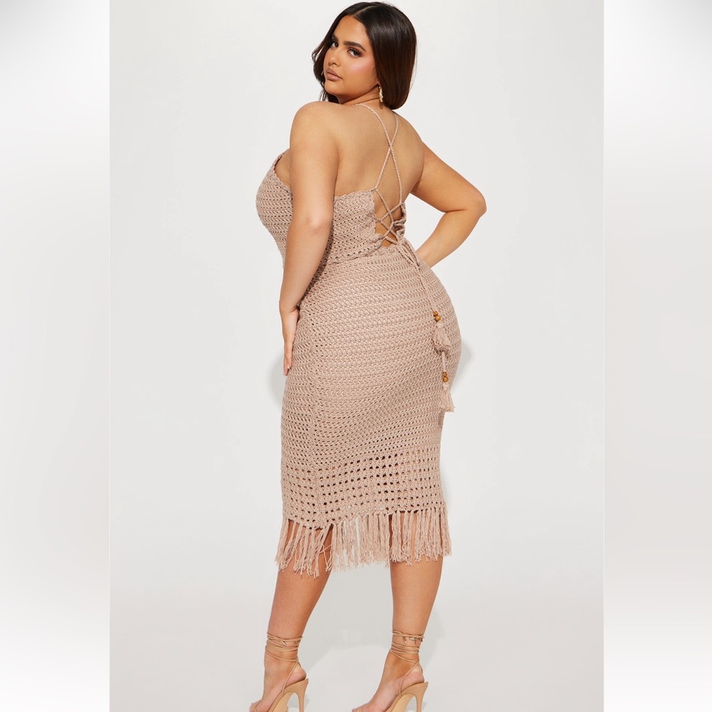 Crochet Halter Dress with Fringe